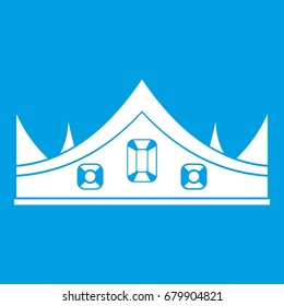 Royal crown icon white isolated on blue background vector illustration