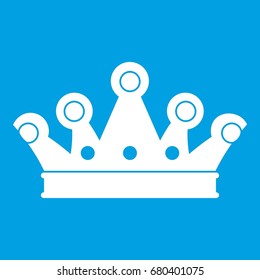 Royal crown icon white isolated on blue background vector illustration
