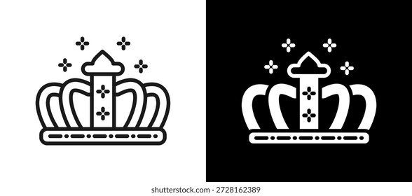 Royal Crown Icon whiteblack Vector Illustration