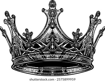 Royal crown illustration, elegant king’s crown design, perfect for logos, emblems, luxury branding, invitations, and classic vintage-style decorations.