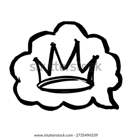Royal Crown inside Speech Bubble Graffiti Tag. Bold Hand-Drawn Street Art Sketch for Urban Message Design.