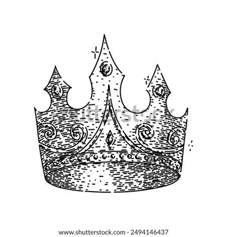 royal crown king hand drawn. prince queen, gold princess, dom symbol royal crown king vector sketch. isolated black illustration