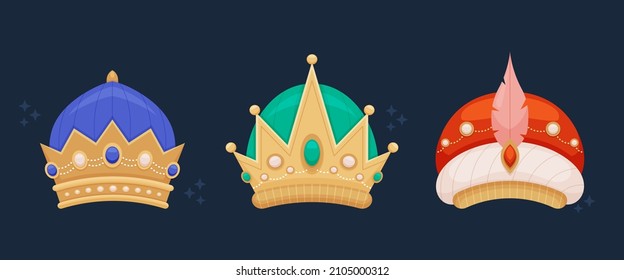 Royal crown. King, queen, prince, princess crown, diadem. Majestic, imperial, premium symbol. Kingdom decorative element, gold crown emblem. Luxury medieval jewelry. Isolated vector illustration.