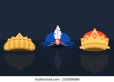Royal crown. King, queen, prince, princess crown, diadem. Majestic, imperial, premium symbol. Kingdom decorative element, gold crown emblem. Luxury medieval jewelry. Isolated vector illustration.