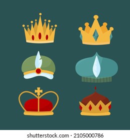 Royal crown. King, queen, prince, princess crown, diadem. Majestic, imperial, premium symbol. Kingdom decorative element, gold crown emblem. Luxury medieval jewelry. Isolated vector illustration.