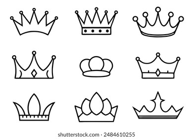 Royal Crown Line Art Classic Regal Sketch