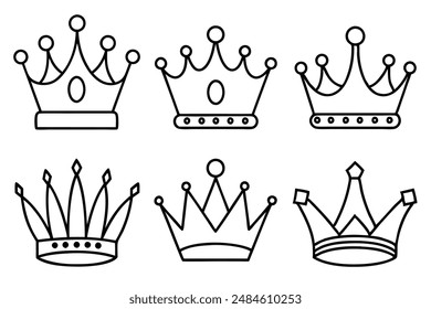 Royal Crown Line Art Elegant Sketch Design