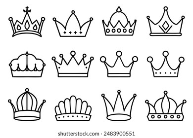 Royal Crown Line Art Illustration for Logo Design