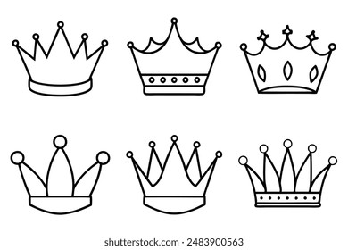 Royal Crown Line Art Illustration for Elegant Designs