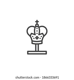 Royal crown line icon. linear style sign for mobile concept and web design. Emperor king crown outline vector icon. Symbol, logo illustration. Vector graphics