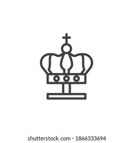 Icono de la línea de la corona real. signo de estilo lineal para concepto móvil y diseño web. Icono del vector del contorno de la corona del emperador. Símbolo, ilustración del logotipo. Gráficos vectoriales