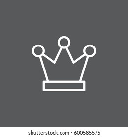 Royal crown line icon, outline vector sign, linear white pictogram. King symbol, logo illustration. Editable stroke. Pixel perfect