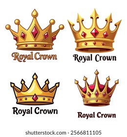 Royal crown logo design featuring multiple elegant golden crowns for luxury branding and royal-themed projects