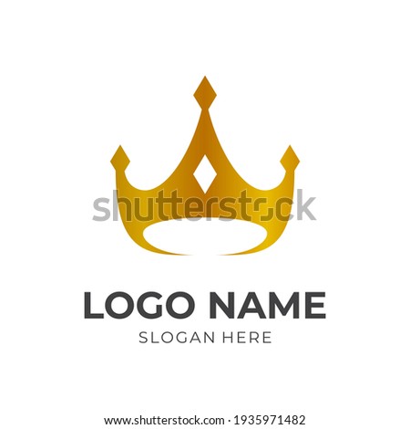 royal crown logo design with flat gold color style