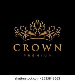 Royal crown logo design illustration. Creative Linear Crown Logo Design for Boutique, Jewelry and Wedding Design Concept Vector Illustration Symbol Icon