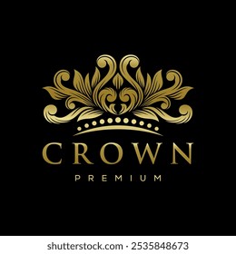 Ilustração do design do logotipo da coroa real. Criativo Linear Crown Logo Design para Boutique, Joias e Casamento Design Conceito Vetor Ilustração Ícone Símbolo
