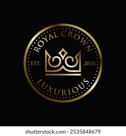 Royal crown logo design illustration. Simple geometric silhouette monarch royal pride king queen prince imperial heraldic aristocratic elegant icon.