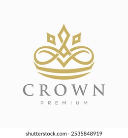 Royal crown logo design illustration. Simple geometric silhouette monarch royal pride king queen prince imperial heraldic aristocratic elegant icon.