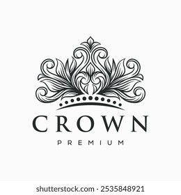 Ilustração do design do logotipo da coroa real. Criativo Linear Crown Logo Design para Boutique, Joias e Casamento Design Conceito Vetor Ilustração Ícone Símbolo