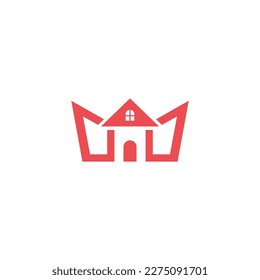 royal crown logo with house design combination