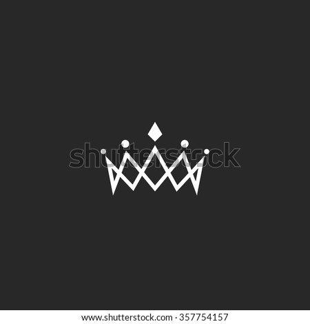 Royal crown logo mockup monogram, jewel tiara princess beauty symbol, thin line design element