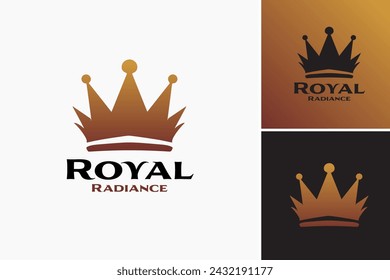 logotipo de la corona real sobre fondo blanco con palabras royal radiance, adecuado para temas de lujo, realeza, elegancia y conceptos reales. Proyectos de diseño gráfico y branding de lujo, elegante y temática real.