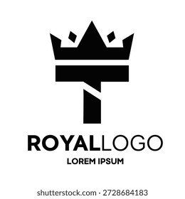 Ilustración negra de Vector de signo de logotipo de corona real