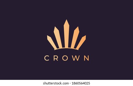 royal crown logo with simple line art style and luxury gold color