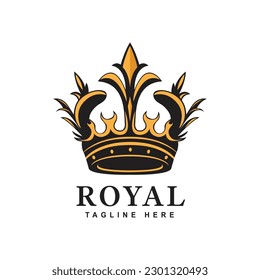 diseño de plantilla de logotipo de la corona real vector fondo blanco aislado