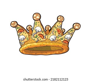 Royal crown made of pepperoni pizza