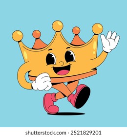 Royal Crown Mascot Walking Cartoon