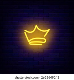 Royal crown neon icon. Hand drawn sketch style. King headwear. Winning and luxury concept. Vector stock illustration