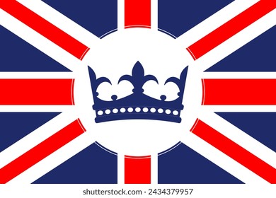 Royal crown on the British flag. Illustration, vector