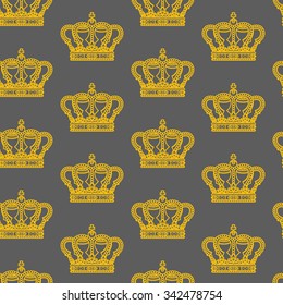 Royal crown on gray background seamless pattern texture