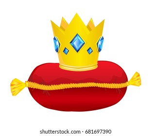 Royal crown on the pillow vector illustration. 
