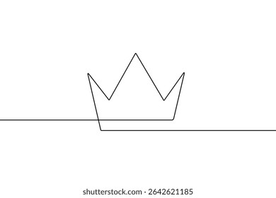Royal crown in one line art minimalist outline vector illustration