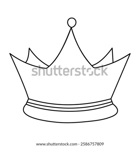 Royal Crown Outline Black and White Line Art