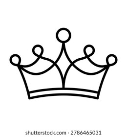 Royal crown outline icon representing luxury success and power with princess leadership headwear authority majestic