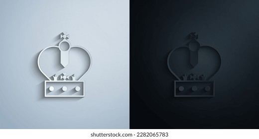icono de papel de la corona real con efecto de sombra diseño de iluminación vectorial