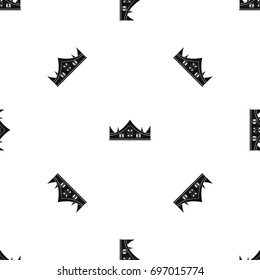 Royal crown pattern repeat seamless in black color for any design. Vector geometric illustration