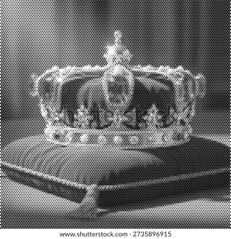 royal crown pillow halftone vector jewelry king queen monarchy gold wealth symbol authority regal luxury