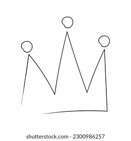 Royal crown, queen or princess diaden, tiara head, King in doodle style, hand drawn line isolated on white background