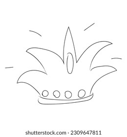 Royal crown, queen or princess diaden, tiara head, King in doodle style, hand drawn line isolated on white background