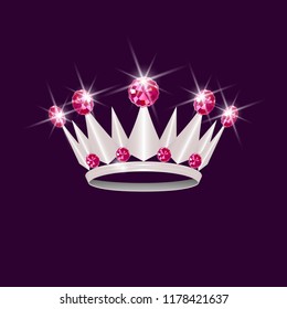 Royal crown with rubies. Royalty symbol. Vector illustration EPS10