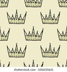 Royal crown seamless pattern. Original design for print or digital media.