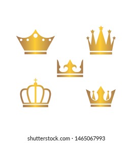 royal crown set logo icon vector illustration design