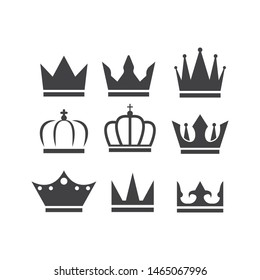 royal crown set logo icon vector illustration design