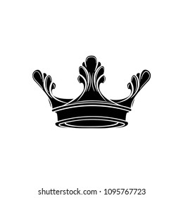 Royal crown silhouette. Design element. Vector illustration isolated on white background.