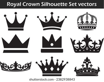 Royal Crown Silhouette Set vectors svg