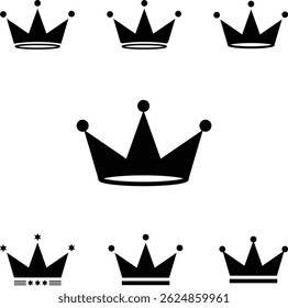 Royal crown silhouette vector bundle set